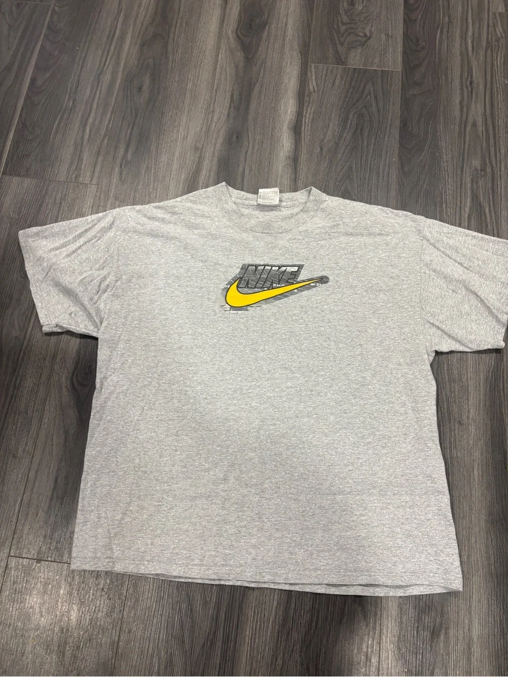 Vintage Gray Nike Big Logo Swoosh T-Shirt - XL - 90s